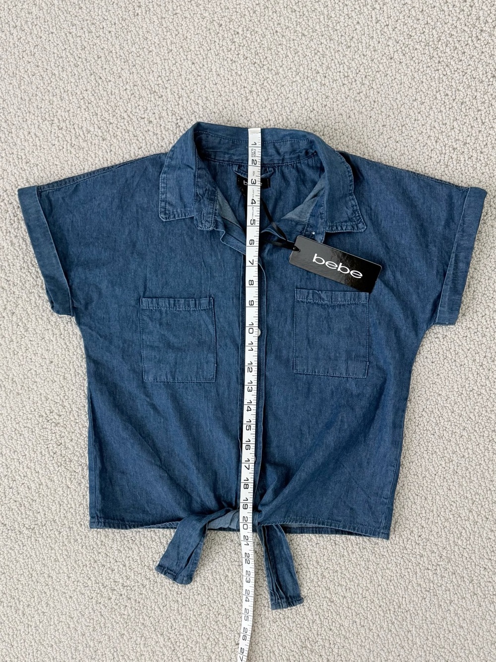 NWT Bebe Tie Front Denim Shirt - Picture 8 of 9